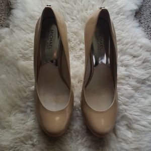 Michael Kors patent leather nude pumps
